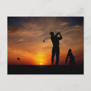 Golfer Sunset Postkarte