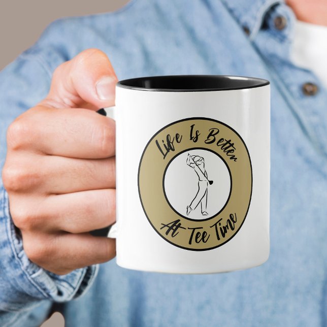 Golfer T-Shirt Time Spaß Funny Sports Pub Black Go Tasse (Golfer Tee Time Humor Men's Funny Sports Pun Black Gold Mug)