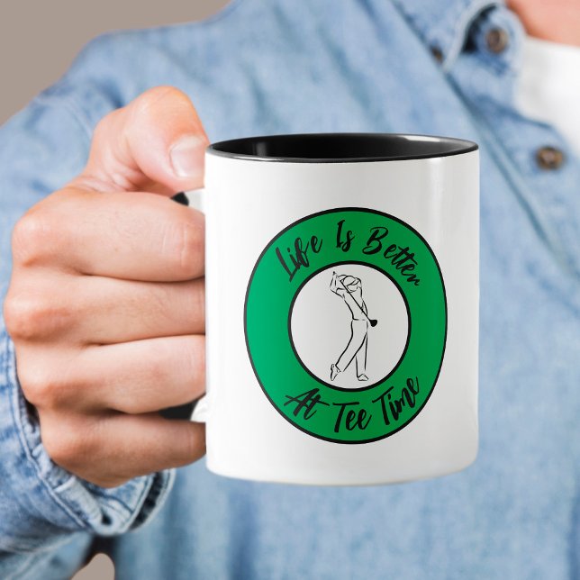 Golfer T-Shirt Time Spaß Funny Sports Pub Black Gr Tasse (Golfer Tee Time Humor Funny Men's Sports Pun Black Green Mug)