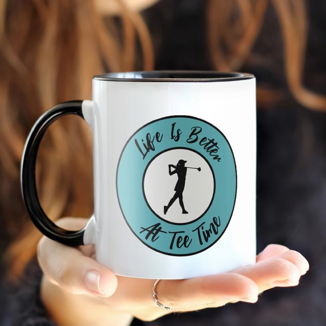 Golfer T-Shirt Time Sports Spaß Funny Pub Aquamari Tasse (Golfer Tee Time Sports Humor Funny Pun Teal Black Mug)