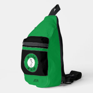 Golfer Tee Golf Sport Lustig Monogramm Schwarz Grü Crossbody Bag