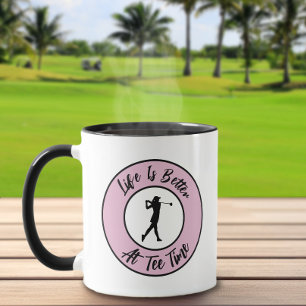 Golfer Tee Time Sport Humor Lustiger Spruch Rosa S Tasse