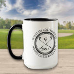 Golfer und Clubname, Datum Schwarz und Weiß Golf Tasse<br><div class="desc">Personalisieren Sie den Namen des Golfers,  den Golfclub und das Datum,  um einen tollen Sake für alle Golfer zu schaffen. Entwickelt von Thisisnotme©</div>