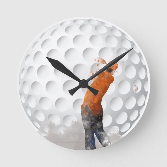 GOLFER - Wall-Clock Runde Wanduhr (Vorderseite)