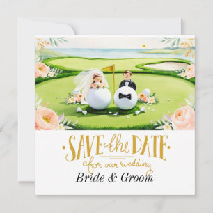 Golfer Wedding Einladung mit Golfball auf Grün