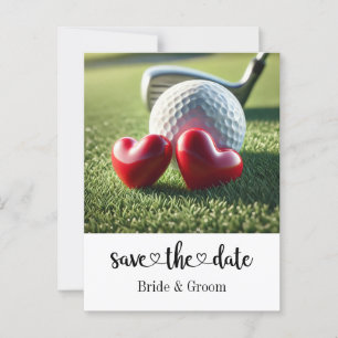 Golfer Wedding Einladung mit Golfball auf Grün Postkarte