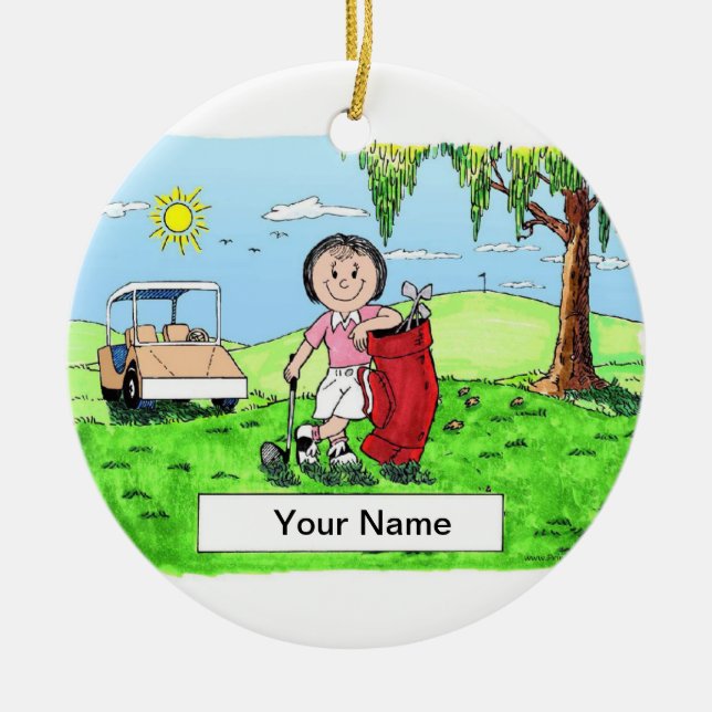 Golfer — Weiblich Keramikornament (Vorne)