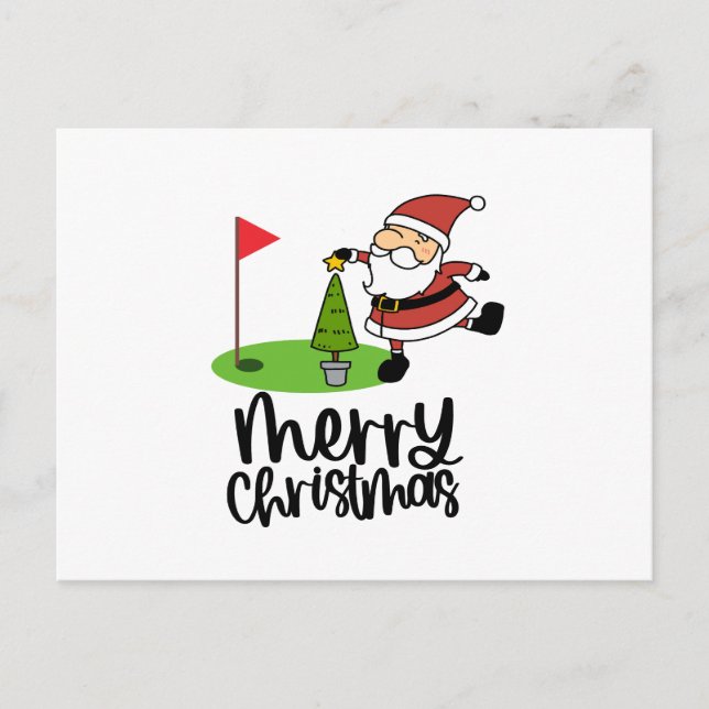 Golfer Weihnachten mit Golf Flag und Weihnachtsman (Vorderseite)