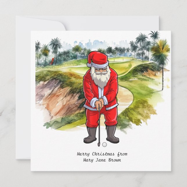 Golfer Weihnachten mit Santa CLAUS (Vorderseite)