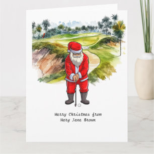 Golfer Weihnachten mit Santa CLAUS Karte