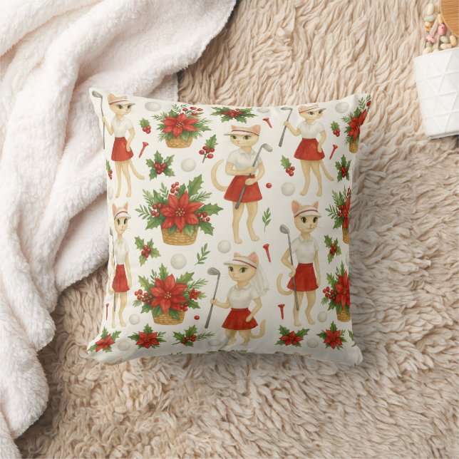 Golfer Weihnachten Thema für Lady Golfer Katzenfre Kissen (Decke)