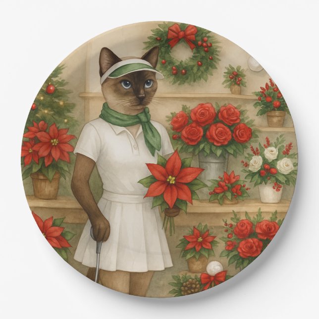 Golfer Weihnachten Thema mit Golfausrüstung Pappteller (Vorderseite)