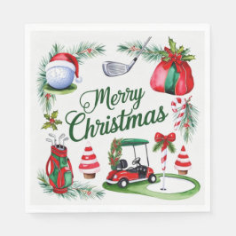 Golfer Weihnachten zum Thema Golfer Aquarell Urlau Serviette
