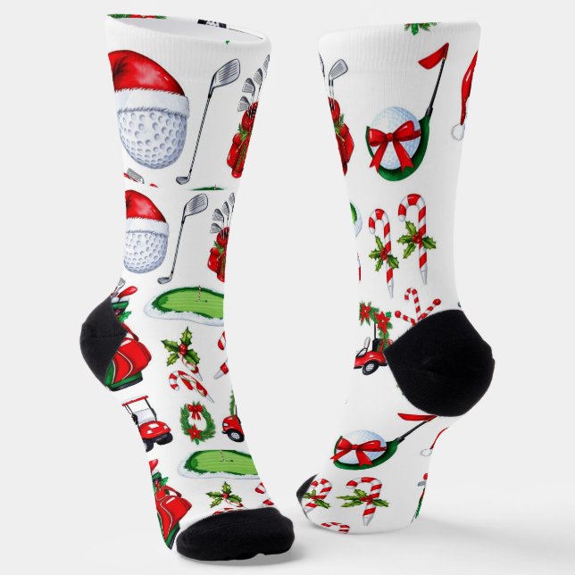 Golfer Weihnachten zum Thema Golfer Aquarell Urlau Socken (Gewinkelt)