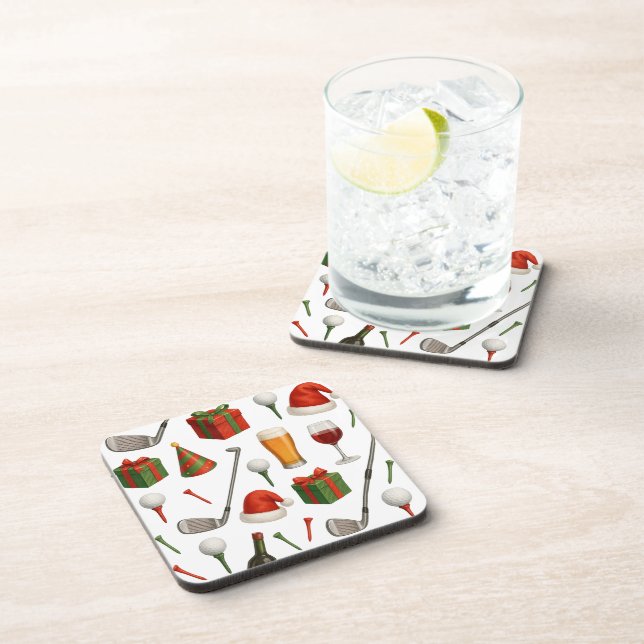 Golfer Weihnachts-Party zum Thema Golfer Champagne Getränkeuntersetzer (Rechte Seite)