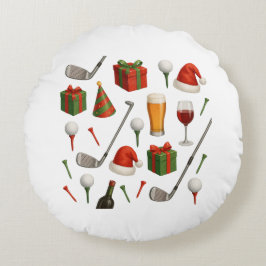 Golfer Weihnachts-Party zum Thema Golfer Champagne Rundes Kissen