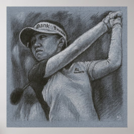 Golfer Zeichnend Frau - Golfer Art Print Poster