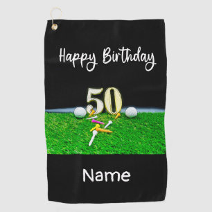 Golfer zum 50. Geburtstag mit Kugeln und T-Shirts Golfhandtuch
