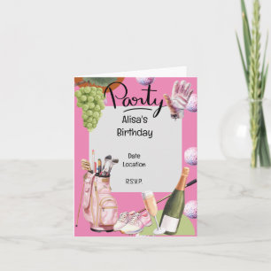 Golfereisen mit Kugel überall in pink für Golfer Einladung