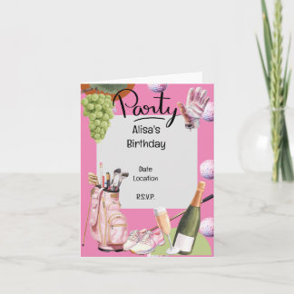 Golfereisen mit Kugel überall in pink für Golfer Einladung