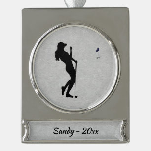 Golferin Banner-Ornament Silber
