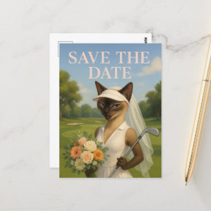Golferin Frau Save the Date Braut Junggesellinnena Postkarte