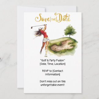 Golferin golft auf Grün Einladung