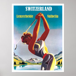 Golferin in der Schweiz, Lenzerheide, Valbella Poster