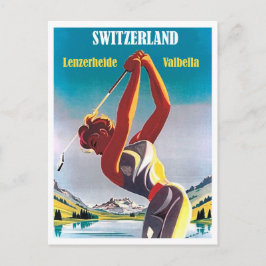 Golferin in der Schweiz, Lenzerheide, Valbella Postkarte