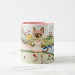 Golferin-Themen-Junggesellinnen-Abschied Braut Kat Zweifarbige Tasse