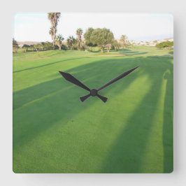 Golfers Green - Square Wall Clock HAMbWG Quadratische Wanduhr