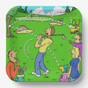 Golfer's Lucky Golf Shot Illustration auf Pappteller