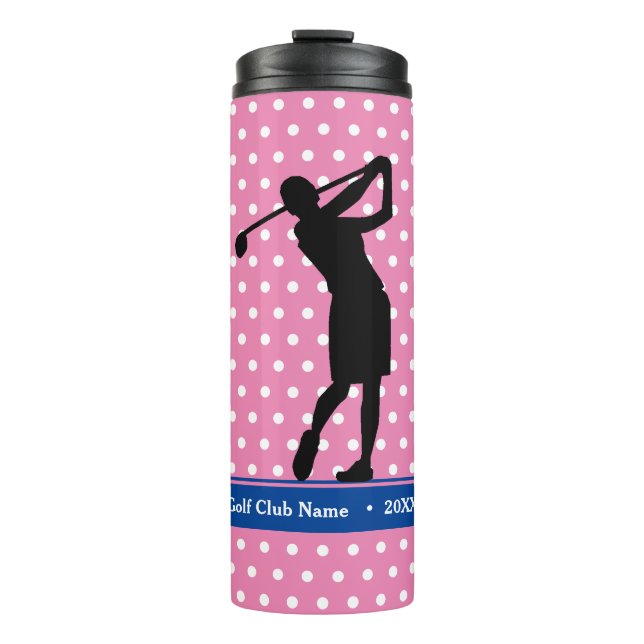 Golfer's Pink Polka Dot Thermal Water Flasche (Vorderseite)