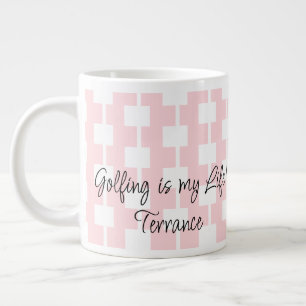Golfers Tasse, Golf ist mein Leben! Rosa weißer Pl Jumbo-Tasse