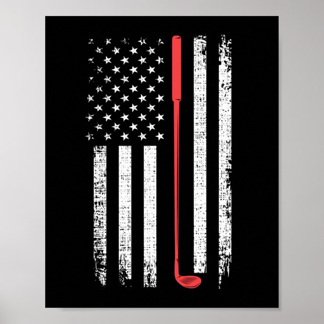 Golfgeschenk für Männer, amerikanisches Flag Golf  Poster (Vorne)