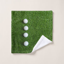 Golfgrün Gras mit Golfbällen Badhandtuch Set