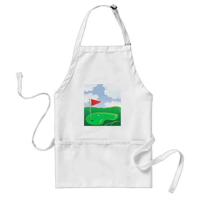 Golfgrün mit roter Flagge und Ball Schürze (Vorne)