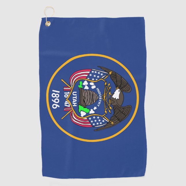 Golfhandtuch mit der Flagge von Utah Staat, USA (Vorderseite)