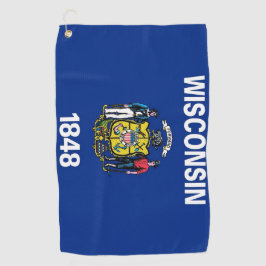 Golfhandtuch mit der Flagge von Wisconsin Staat, U