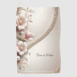 Golfhandtuch mit floralen und Perlenverzierungen