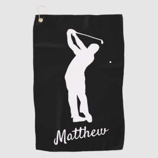 Golfhandtuch mit Monogramm "golfer Matthew" b&w
