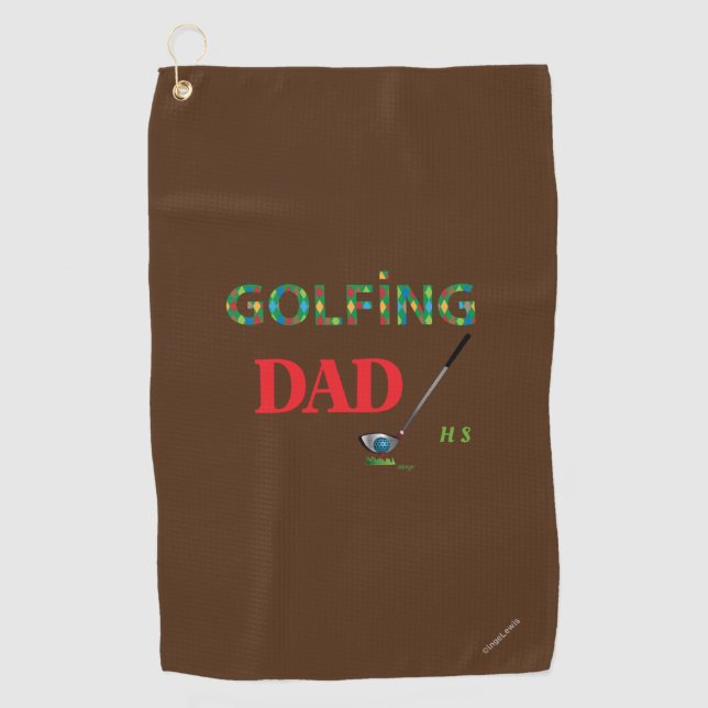 Golfhandtuch Mit Monogramm GOLFING VATER mit Club (Vorderseite)