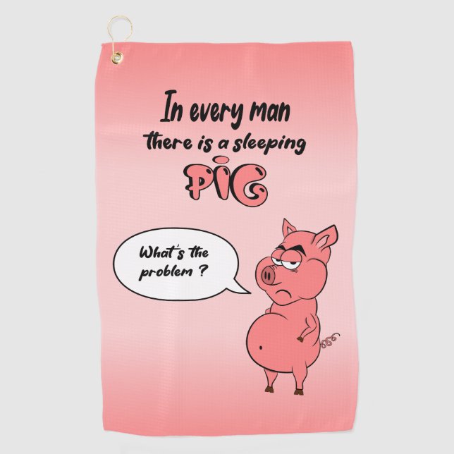 Golfhandtuch schnurrt das Schwein (Vorderseite)