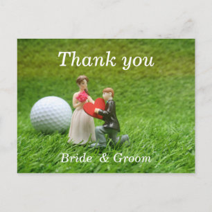 Golfhochzeit mit Braut- und Bräutiggolfer mit Lieb Postkarte