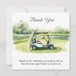 Golfhochzeit Wasserfarben Thema Dankeskarte