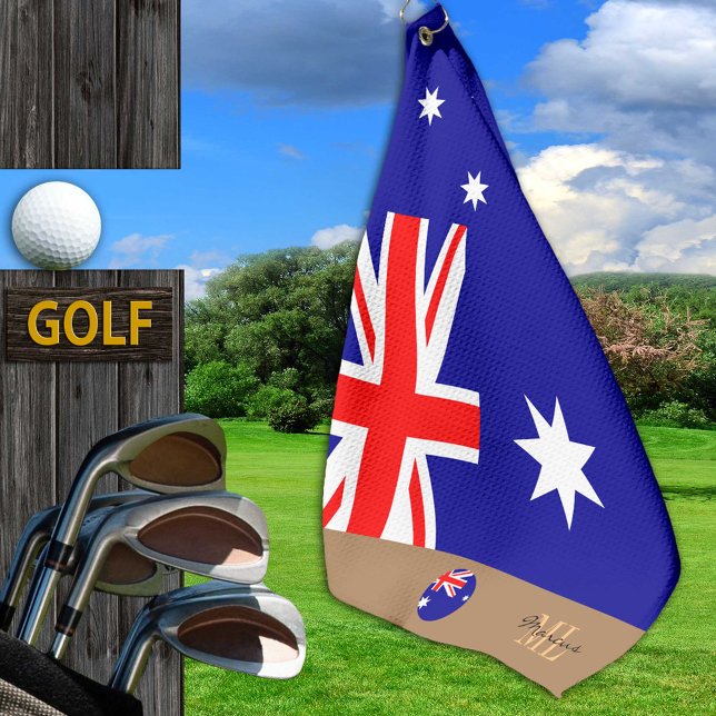 Golfing Australia, mit Monogramm australische Flag Golfhandtuch (Von Creator hochgeladen)