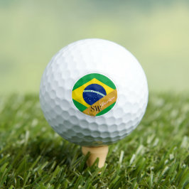 Golfing Brazil & Monogram, brasilianische Flagge Golfball