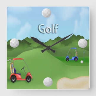Golfing Clock Quadratische Wanduhr