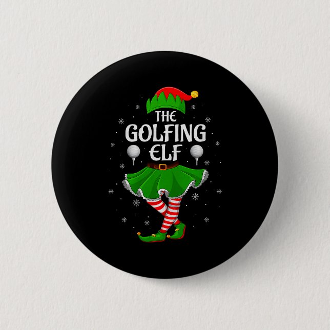 Golfing Elf Christmas Family Girls Women Elf Squad Button (Vorderseite)