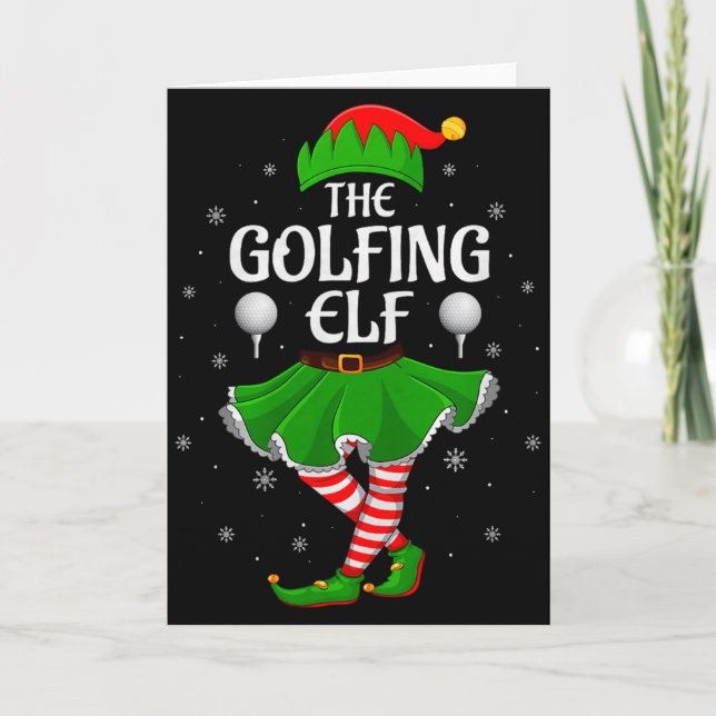 Golfing Elf Christmas Family Girls Women Elf Squad Karte (Vorderseite)
